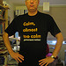 Loopzilla modelling the yellow calm t-shit on 2006-10-13